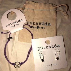 Pura Vida Star Safety Pin Earrings & Wave Bracelet